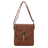 VK5023 Brown  -  Fashion Patchwork Enveiope Crossbody Bags With Tassel