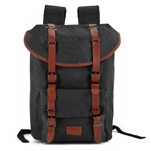 VK5041-1 Black  -  Fashion Pin Buckle Straps Detail Flap Backpacks