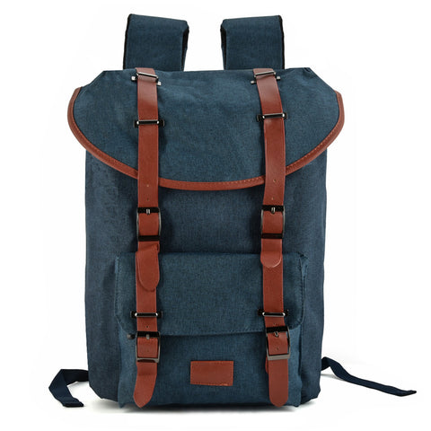 VK5041-1 Blue  -  Fashion Pin Buckle Straps Detail Flap Backpacks