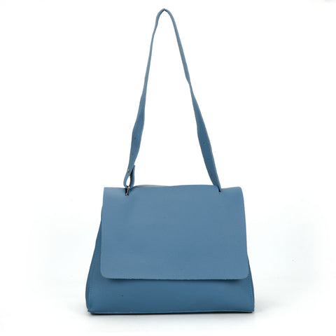 VK5117 Blue  -  Fashion Women Smooth Solid Soft Shoulder Bag