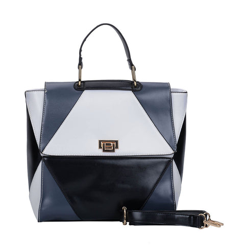 VK5177 Blue - Diamond Pattern Patchwok Women Handbag
