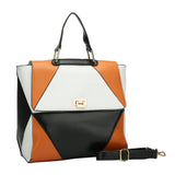 VK5177 Brown - Diamond Pattern Patchwok Women Handbag