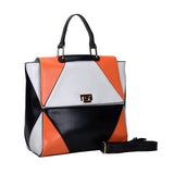 VK5177 Orange - Diamond Pattern Patchwok Women Handbag