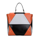 VK5177 Orange - Diamond Pattern Patchwok Women Handbag
