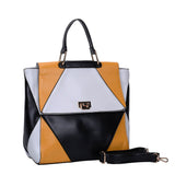 VK5177 Yellow - Diamond Pattern Patchwok Women Handbag