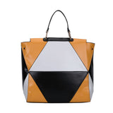 VK5177 Yellow - Diamond Pattern Patchwok Women Handbag