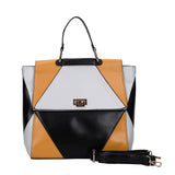 VK5177 Yellow - Diamond Pattern Patchwok Women Handbag