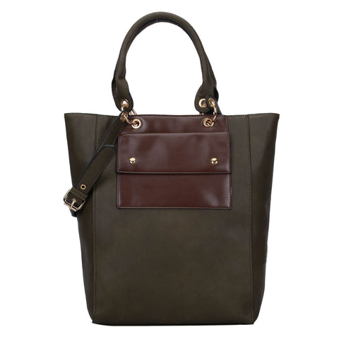 VK5180 Brown - Women Solid Metal Decoration Handbag (Was £10.00)