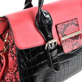 VK5181 Red - Fashion Crocodile Pattern Women Patchwork Handbag