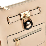 VK5268 Beige - Women Zipper Cross Body Bag With Lock Detail