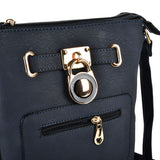 VK5268 Blue - Women Zipper Cross Body Bag With Lock Detail