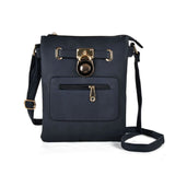 VK5268 Blue - Women Zipper Cross Body Bag With Lock Detail