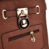 VK5268 Brown - Women Zipper Cross Body Bag With Lock Detail
