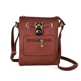 VK5268 Brown - Women Zipper Cross Body Bag With Lock Detail