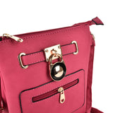 VK5268 Fushia - Women Zipper Cross Body Bag With Lock Detail