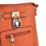 VK5268 Orange - Women Zipper Cross Body Bag With Lock Detail