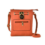 VK5268 Orange - Women Zipper Cross Body Bag With Lock Detail
