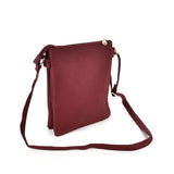 VK5268 Red - Women Zipper Cross Body Bag With Lock Detail