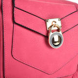 VK5269 Fushia - Lock Detail Boxy Cross Body Bag With Strap