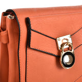 VK5269 Orange - Lock Detail Boxy Cross Body Bag With Strap