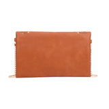 VK5292 Earth Yellow - Studded Hollow Clutch Bag With Chain Shoulder Strap