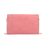 VK5292 Pink - Studded Hollow Clutch Bag With Chain Shoulder Strap