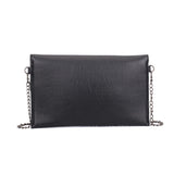 VK5294 Black - Classic Studded Flap Clutch Bag With Chain Strap