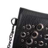 VK5294 Black - Classic Studded Flap Clutch Bag With Chain Strap