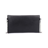 VK5295 Black - Studded Detail Envelope Clutch Bag With Chain Strap