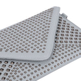 VK5295 Blue - Studded Detail Envelope Clutch Bag With Chain Strap