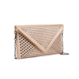VK5295-GOD - Studded Detail Envelope Clutch Bag With Chain Strap