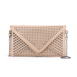 VK5295-GOD - Studded Detail Envelope Clutch Bag With Chain Strap