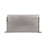VK5295 Grey - Studded Detail Envelope Clutch Bag With Chain Strap