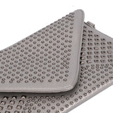 VK5295 Grey - Studded Detail Envelope Clutch Bag With Chain Strap