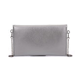 VK5295 Silver - Studded Detail Envelope Clutch Bag With Chain Strap