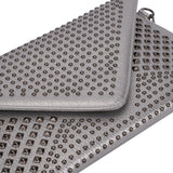 VK5295 Silver - Studded Detail Envelope Clutch Bag With Chain Strap