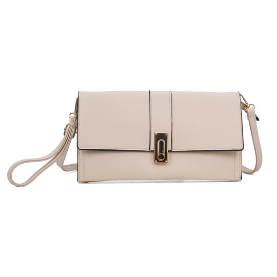 VK5304 Beige -  Elegant Women Solid Portable Handbag