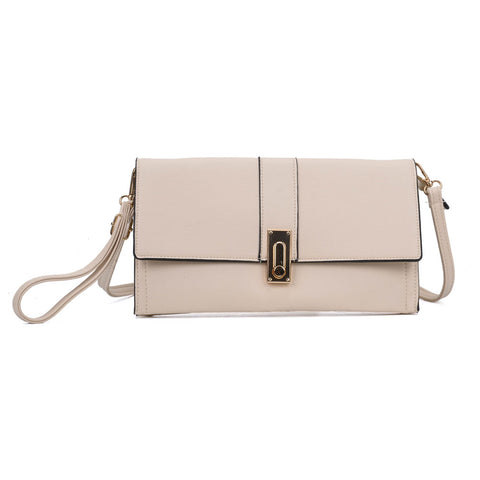 VK5304 Beige -  Elegant Women Solid Portable Handbag