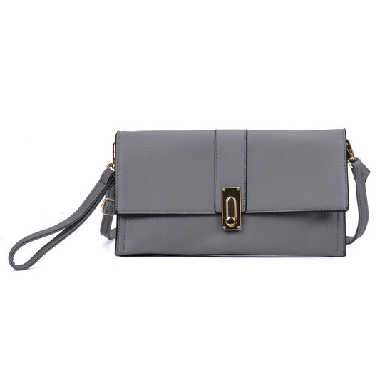 VK5304 Grey -  Elegant Women Solid Portable Handbag