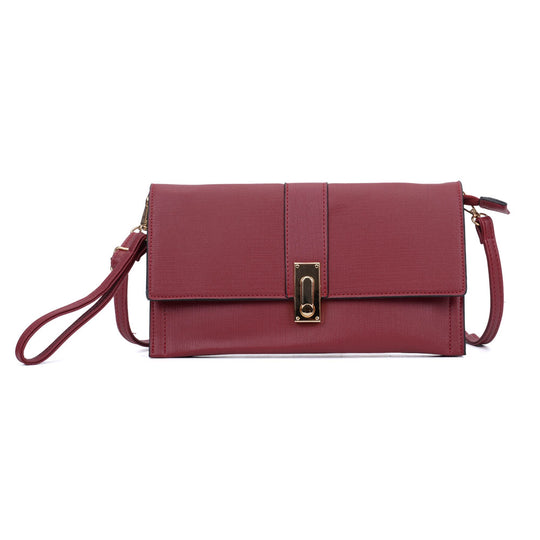 VK5304 Red -  Elegant Women Solid Portable Handbag