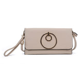 VK5305 Beige - Women Solid Metal Decoration Handbag