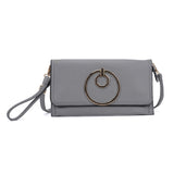 VK5305 Grey - Women Solid Metal Decoration Handbag