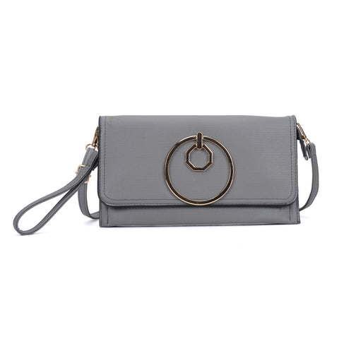 VK5305 Grey - Women Solid Metal Decoration Handbag