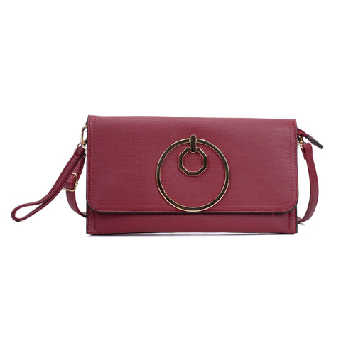 VK5305 Red - Women Solid Metal Decoration Handbag