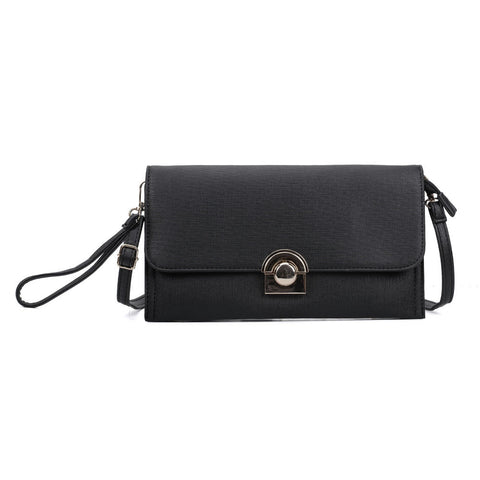 VK5306 Black - Fashion Women Simple Solid Handbag
