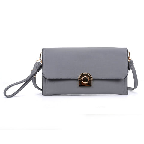 VK5306 Grey - Fashion Women Simple Solid Handbag