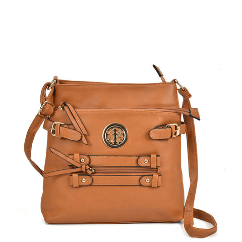 VK5336 Earth Yellow - Zip Cross Body Bag With Metal Detail