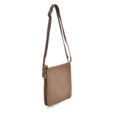VK5338 Khaki - Zip Cross Body Bag With Metal Bar Detail