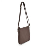 VK5338 Red Rubber - Zip Cross Body Bag With Metal Bar Detail