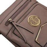 VK5338 Red Rubber - Zip Cross Body Bag With Metal Bar Detail